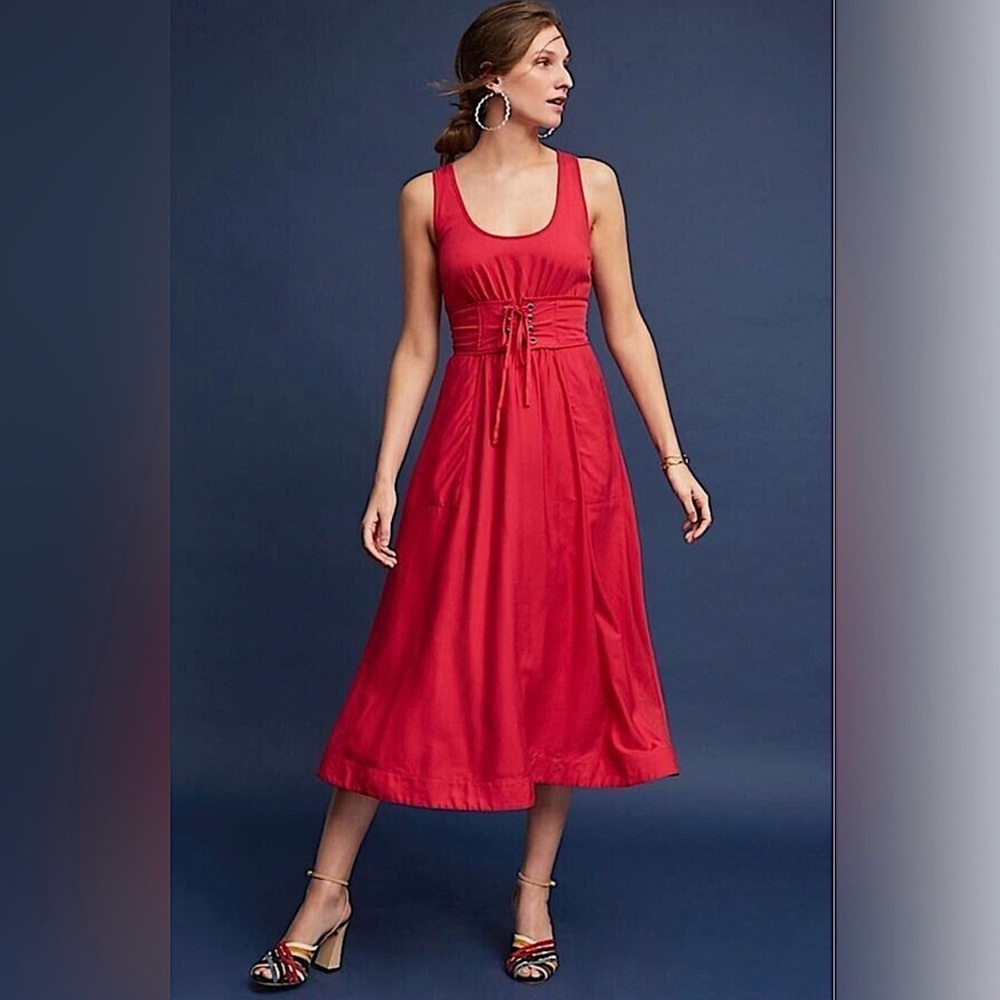 Plenty by Tracy Reese red corset dress Anthropologie size 6 NWT!